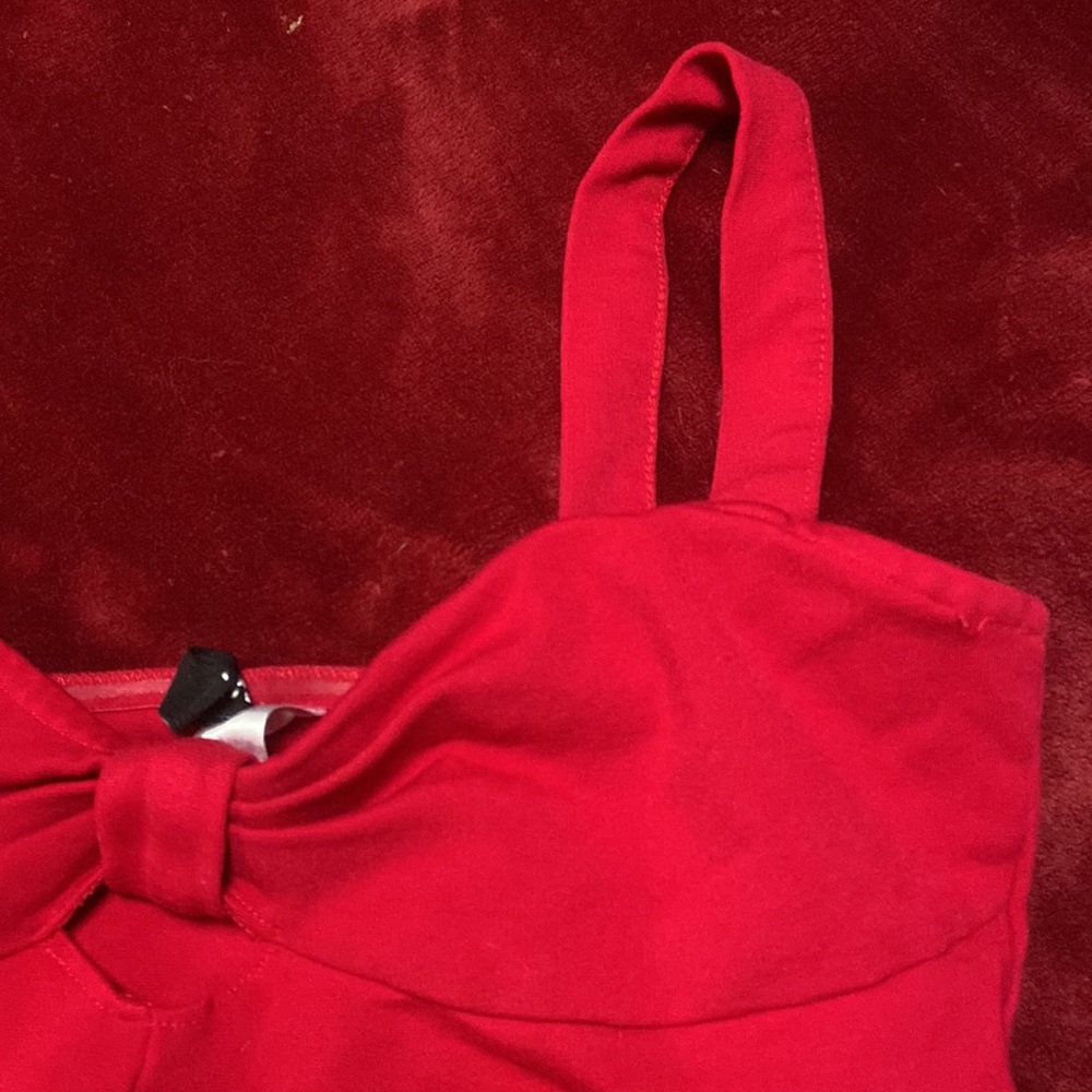 Retro Cherry Red Bow Crop Top